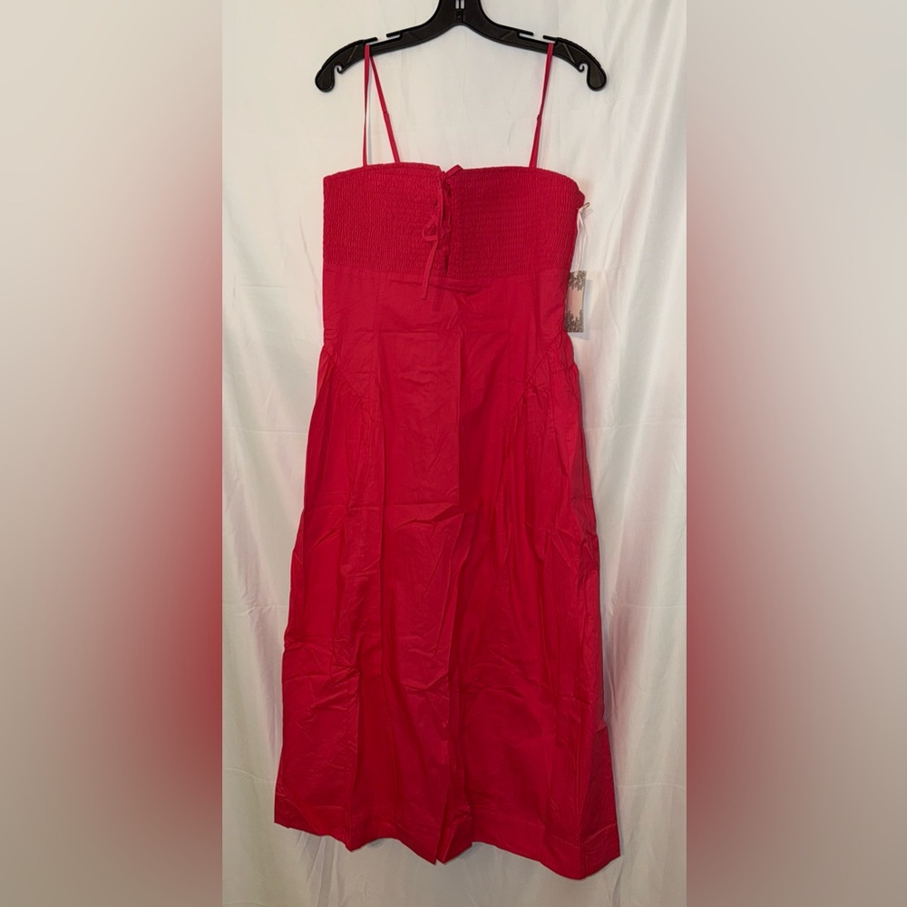 Hyacinth House Watermelon Pink Smocked Serafina Midi Dress - Picture 2 of 7